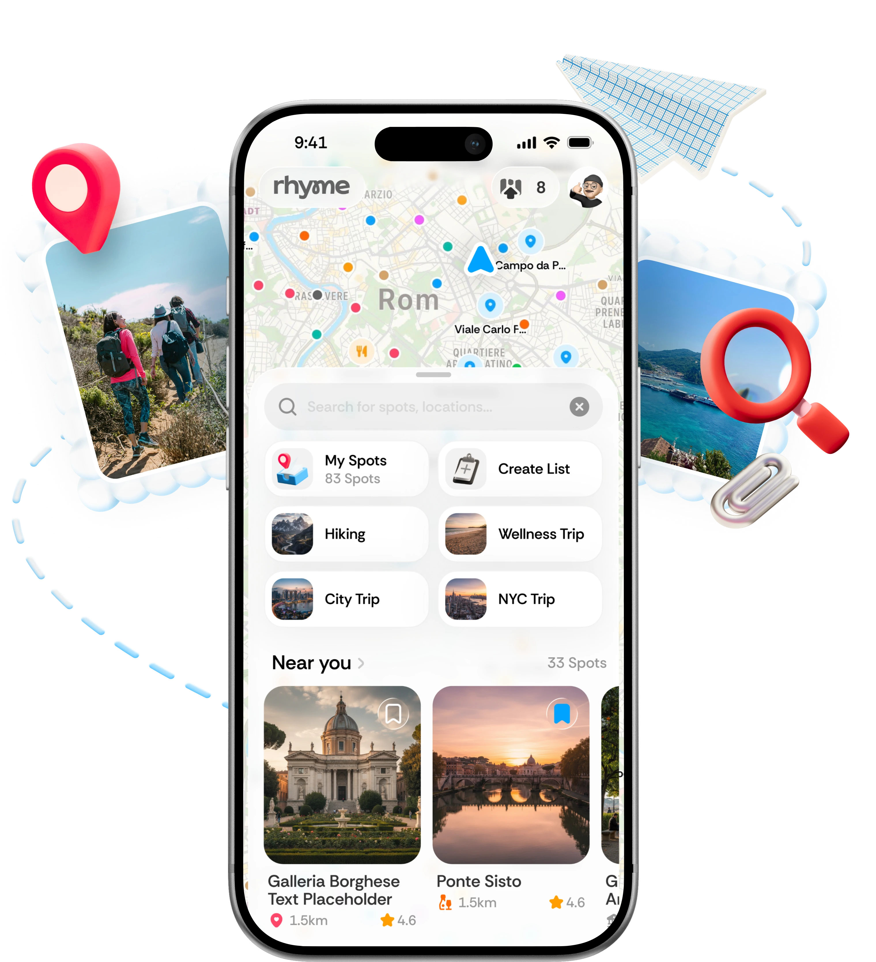 Rhyme app - My Spots screen